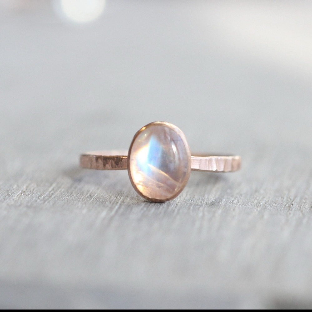 Rainbow Moonstone Rose Gold Ring. New. - Picture 3 of 13